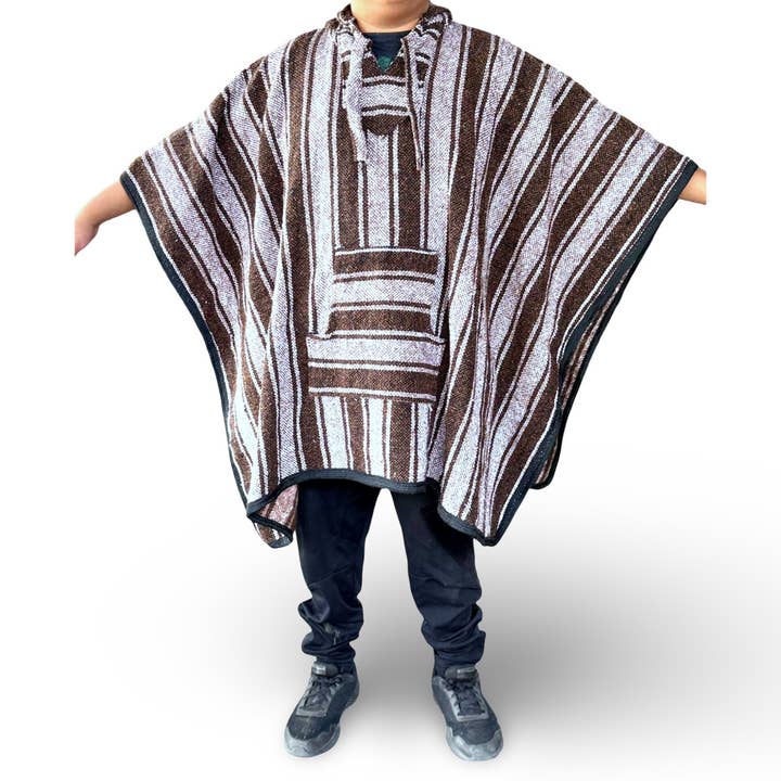 Sanyork Fair Trade - Wholesale Poncho - Unisex - Authentic Striped Baja Poncho One Size Adult Unisex Hooded 4