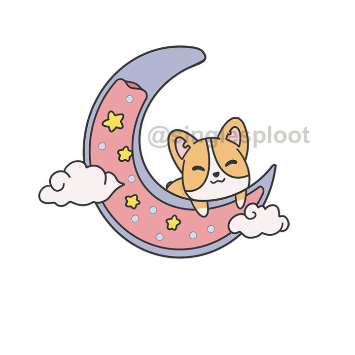 Corgi über dem rosa Mond Schuh-Charme für den Großhandel von Single Sploot