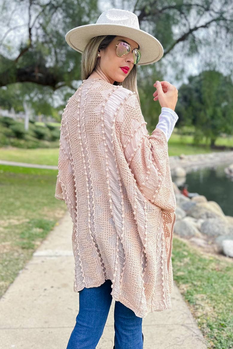 Nude 3D Textured Open Front Soft Kimono Cover UP for wholesale on Faire7