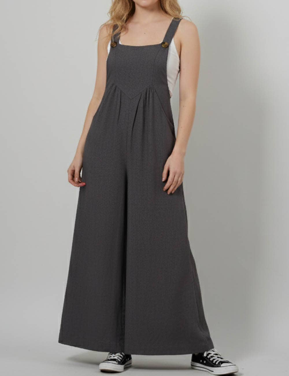 Sweetkama - Wholesale Overalls - Women's - Solid Color Botton Strape Overalls Daily Jumpsuit SKJ235720