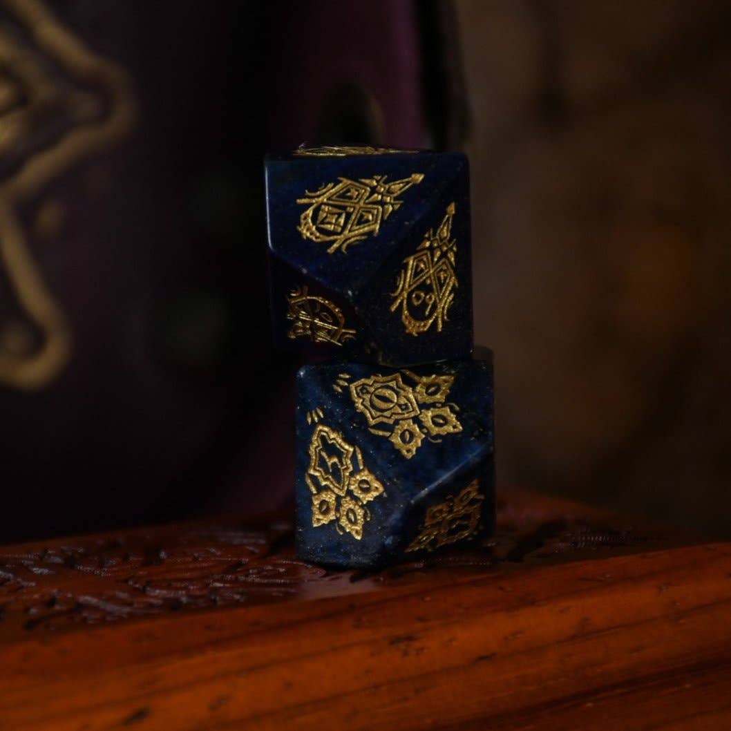 Misty Mountain Gaming - Wholesale Dice - Moroccan Blue Lapis Stone Dice Set - Dice Around the World Collection3