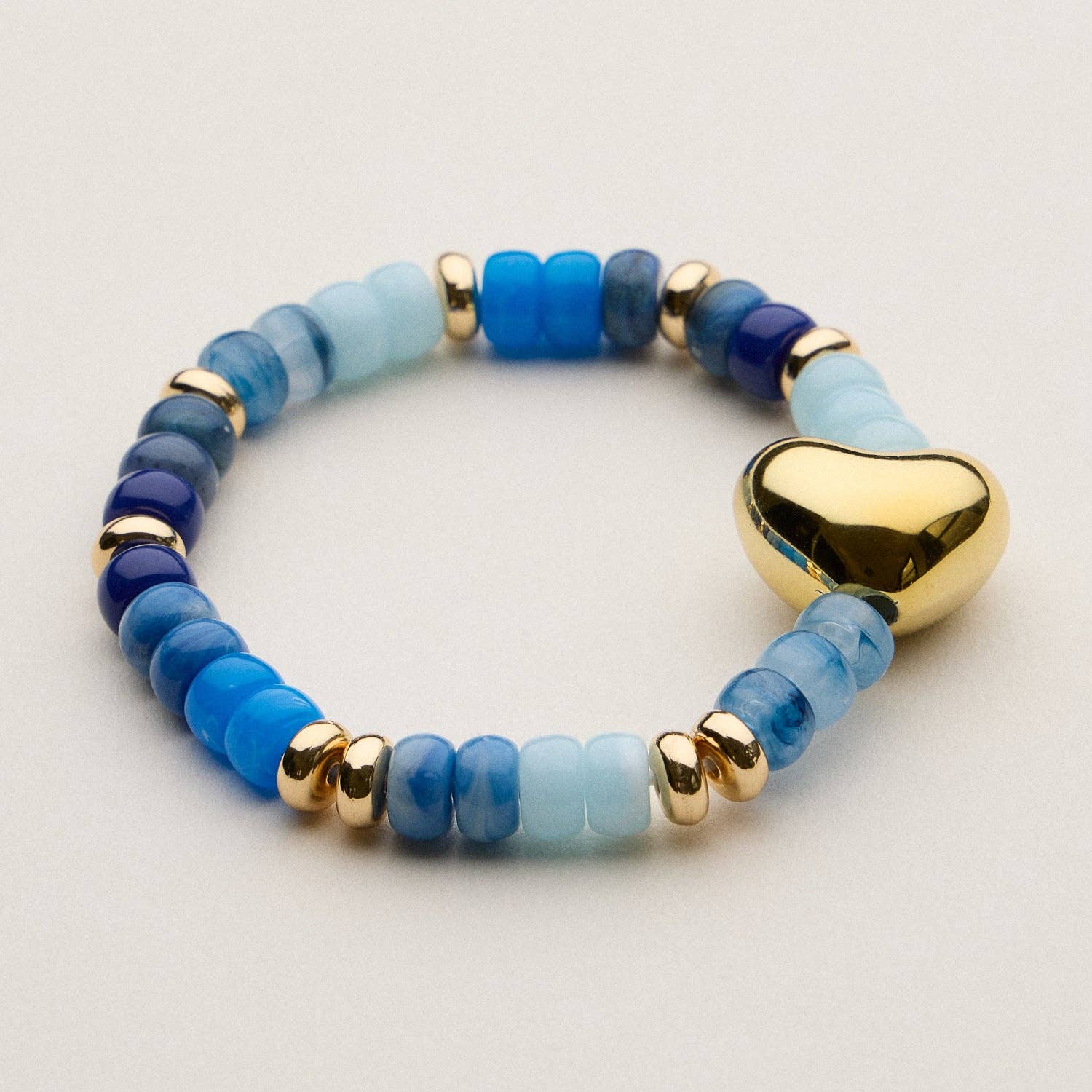 Frem - Wholesale Beaded Bracelet - Glass Bead Bracelet with Gold Heart Accent5