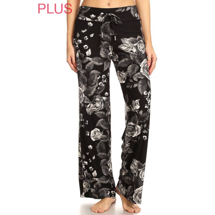 MULTI Plus Size Buttery Soft Print Pajama Pants with Drawstring for wholesale on Faire