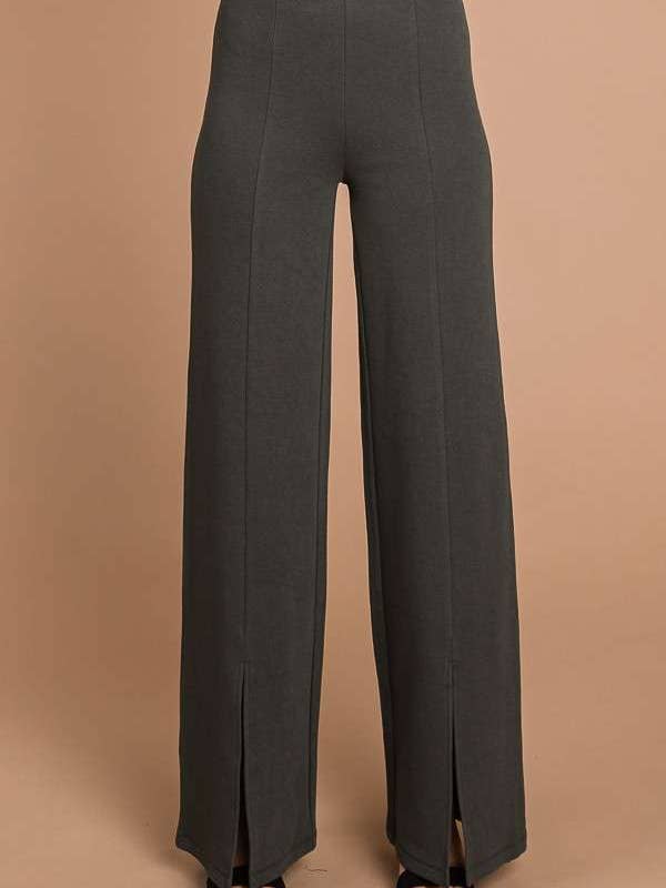 Culture Code - Vente Pantalon – femme - CJP1810 - PANTALON LARGE À FENTE FRONTALE ET TAILLE HAUTE7