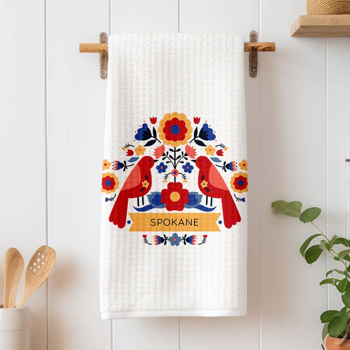 Personalized City Tea Towel - Folklore Scandinavian for wholesale by Rock Scissor Paper