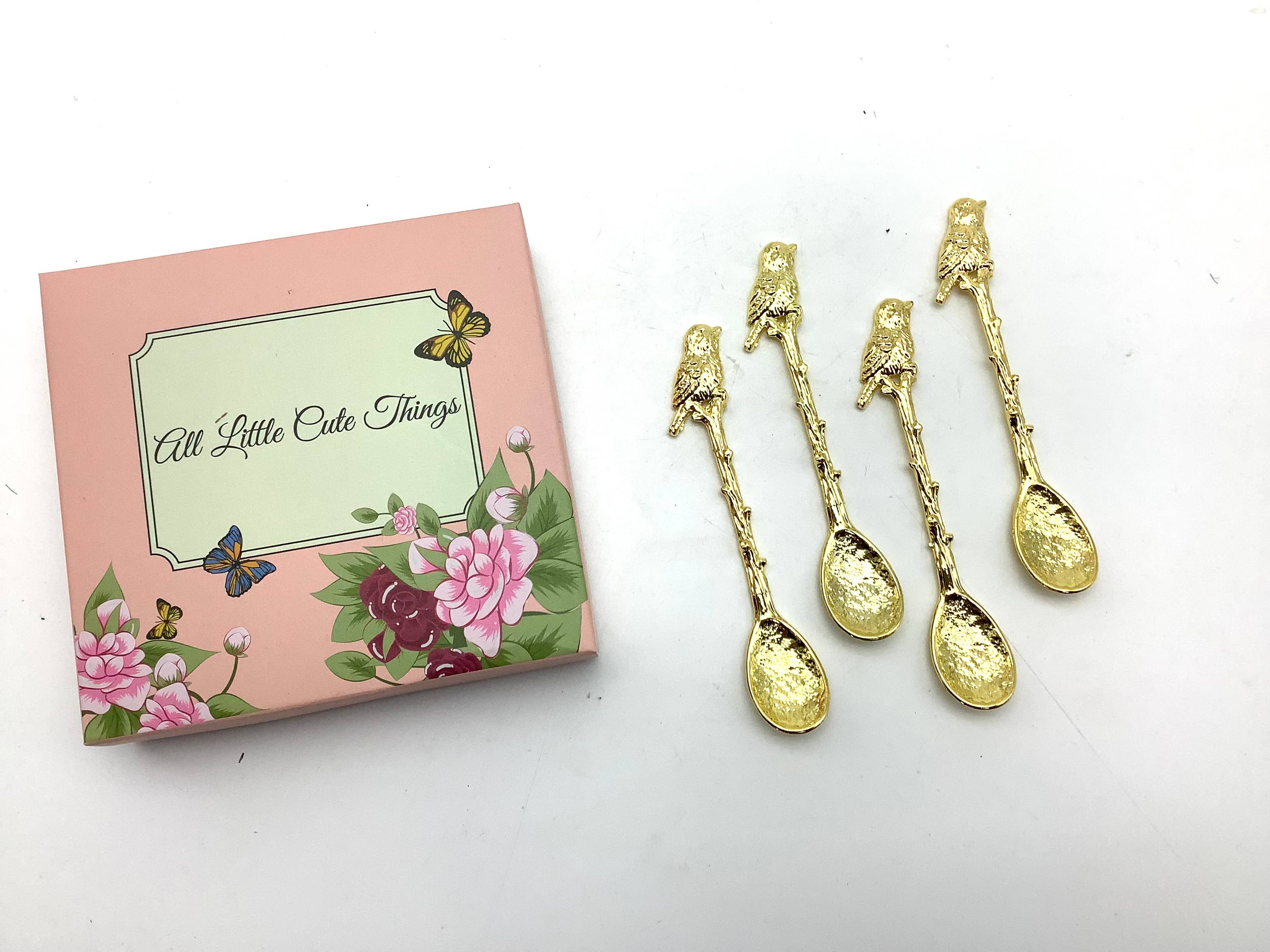 All Little Cute Things - Wholesale Table Spoon (Cutlery) - Gold plated spoon with Bird Handles Gift Box Tea Coffee2