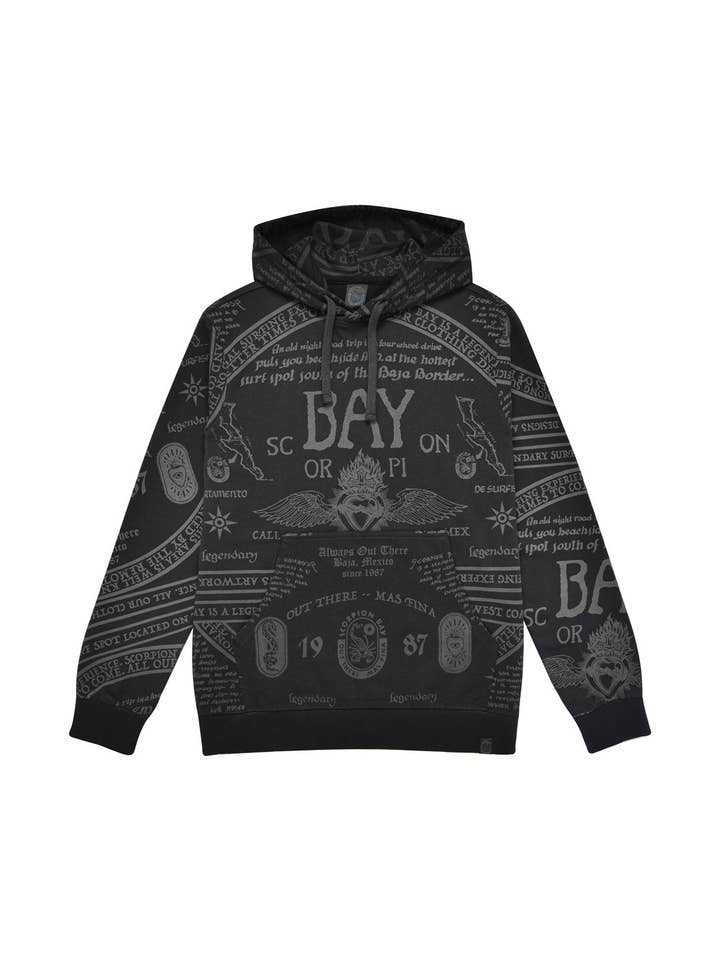 Mand | Sort hættetrøje med "Scorpion Ouija" all-over print for engroshandel hos Scorpion Bay