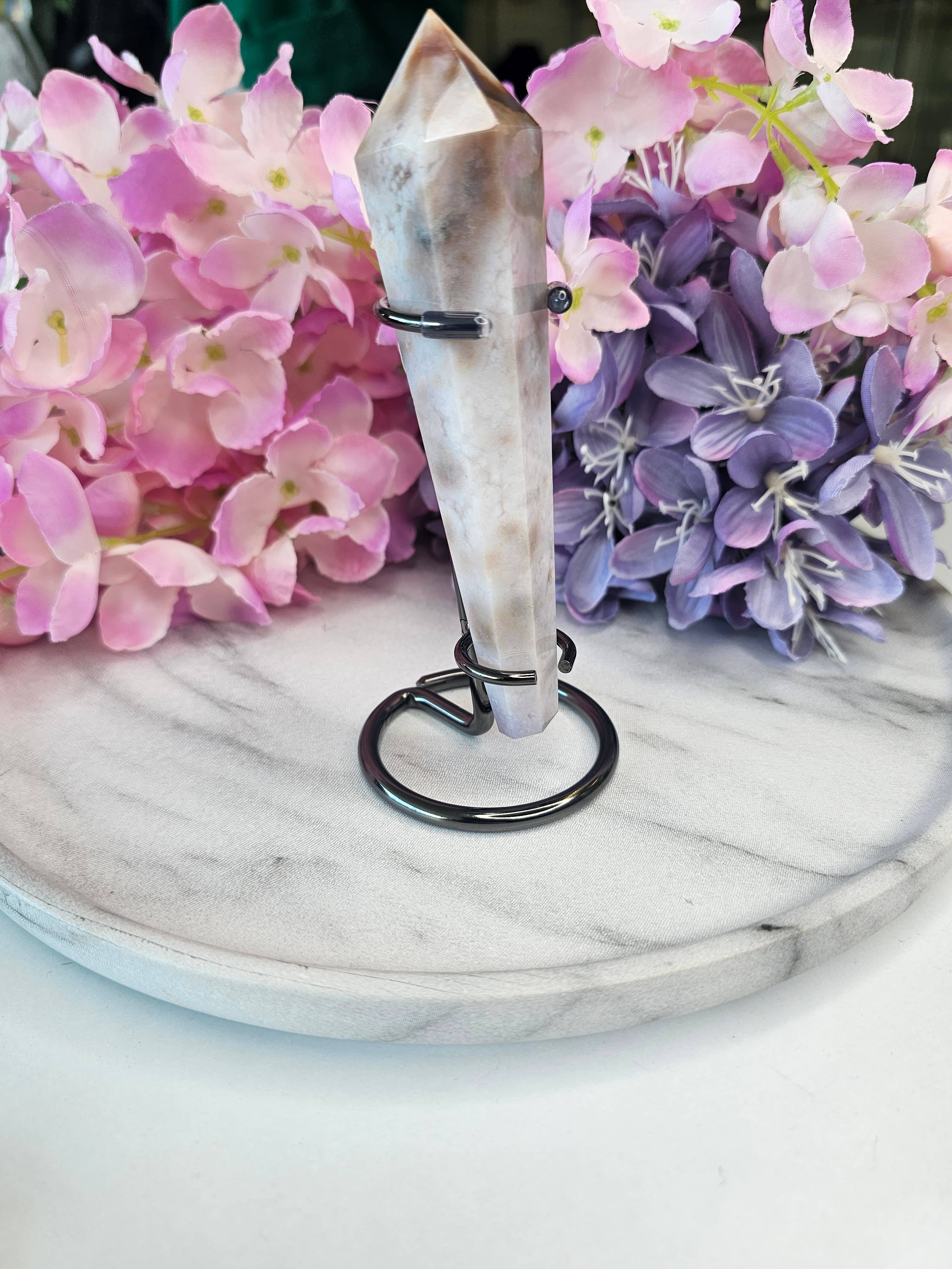 Crystal Cove Minerals – Großhandel Spiritueller Stein/Kristall – Flower-Achat Zauberstäbe mit Ständern2