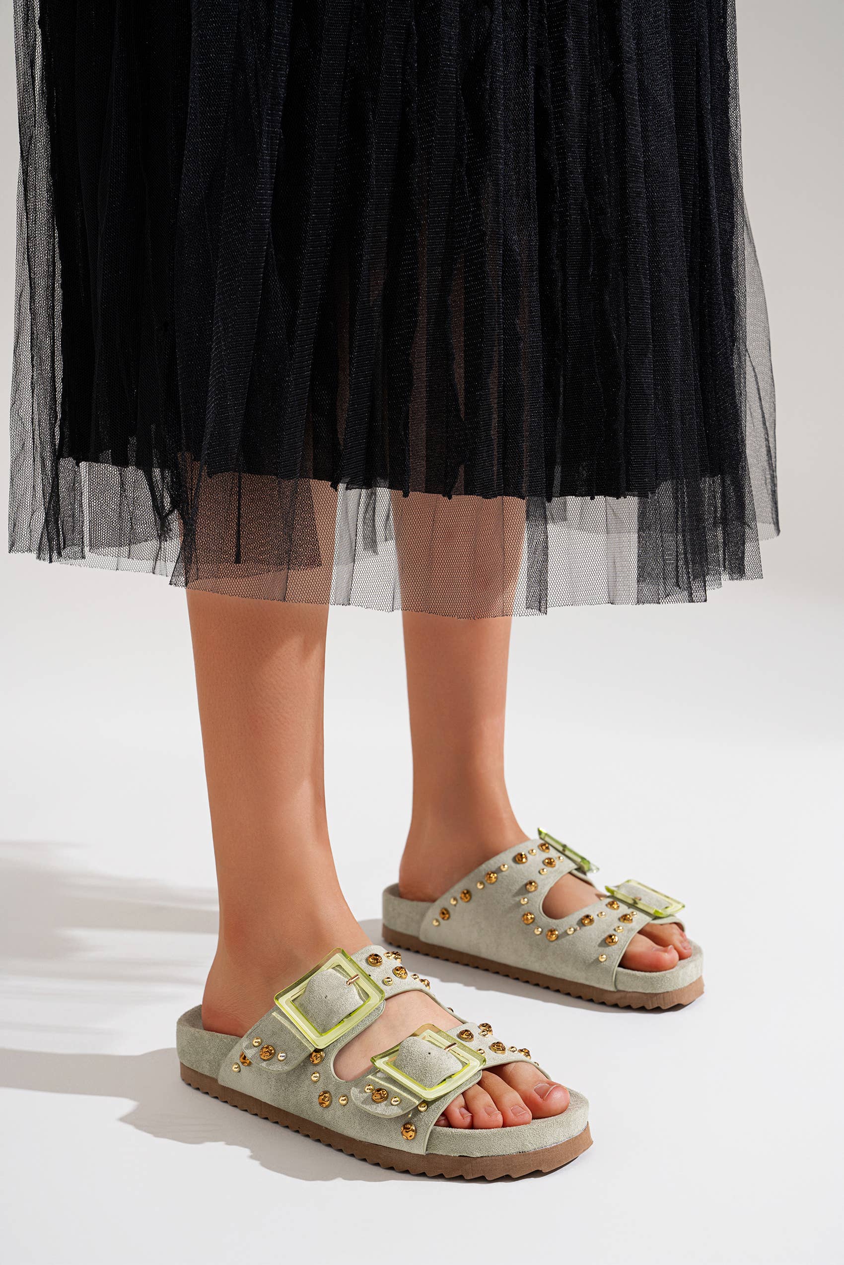 CEREZA - Wholesale Flats - Women's - Double-strap Sandals with Studs8