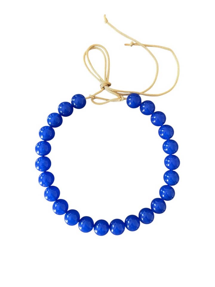 Chunky Beaded Necklace - Jelly Blue 16mm Beads for wholesale by KMs GEMs