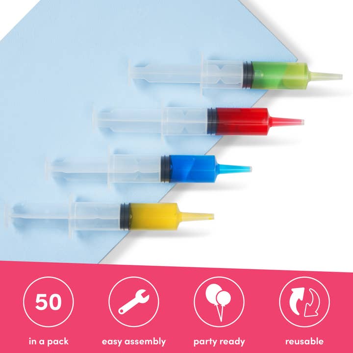 The Twiddlers - Wholesale Party Favor - 50 Reusable Large Novelty Jello Shot Syringes with Caps 60ml1