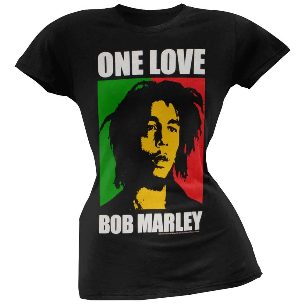 Official Store – wholesale Screen printed t-shirt – Women′s – Bob Marley - Rasta Portrait Women's Juniors T Shirt0