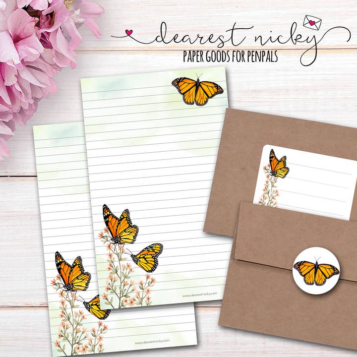 Monarch Butterflies Letter Writing Set for wholesale by Dearest Nicky / Mouse & Wren