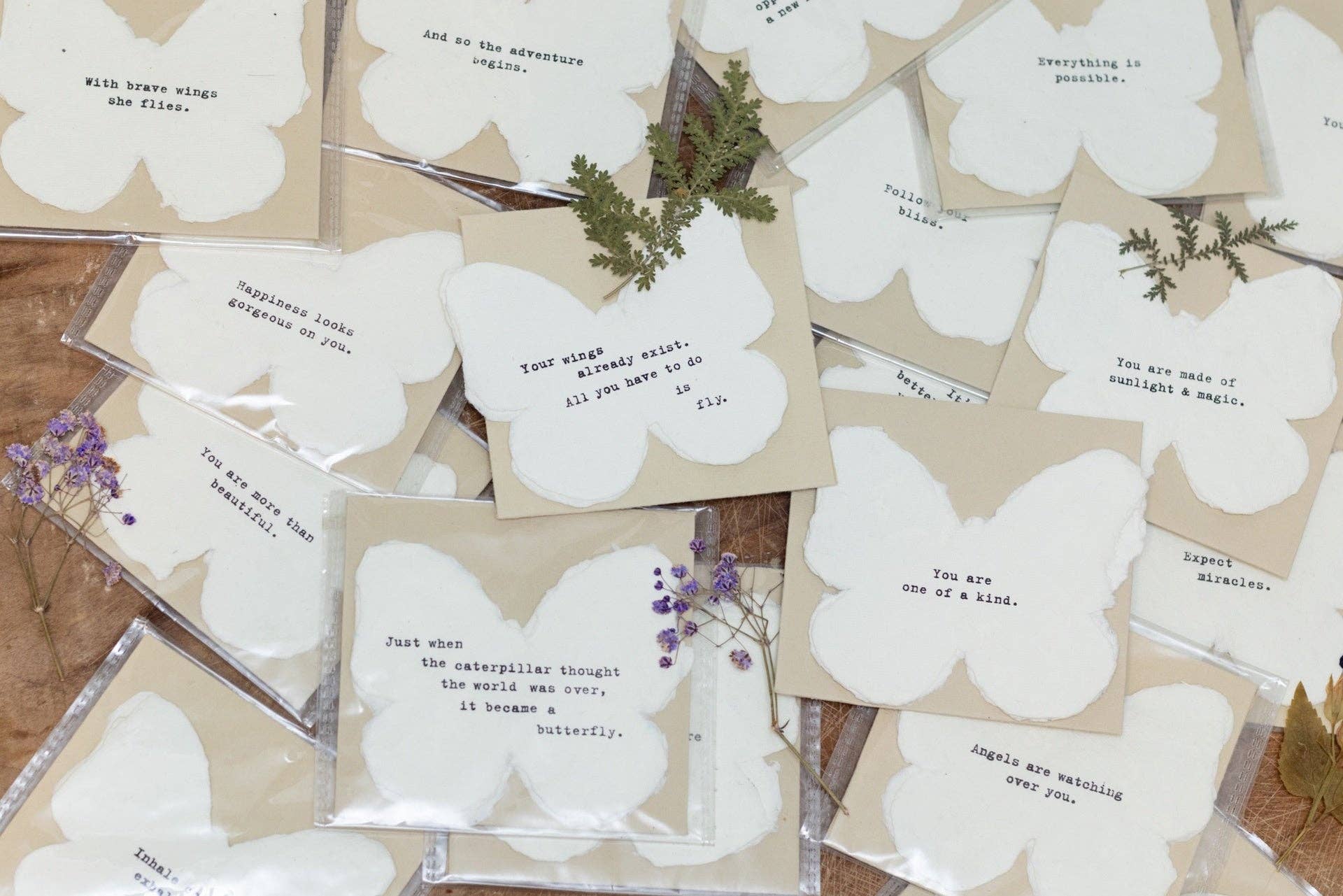 Sugarboo & Co - Vente Carte de vœux classique - Mini-cartes en forme de papillon avec enveloppe (lot de 100 cartes assorties)1