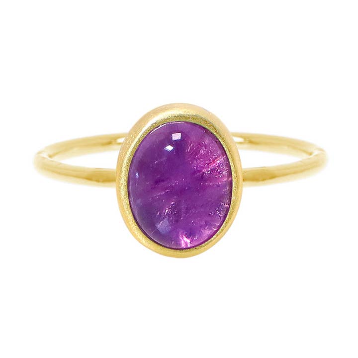 Zoey Simmons - Vente Solitaire - Petit anneau de cabine en améthyste - GF0