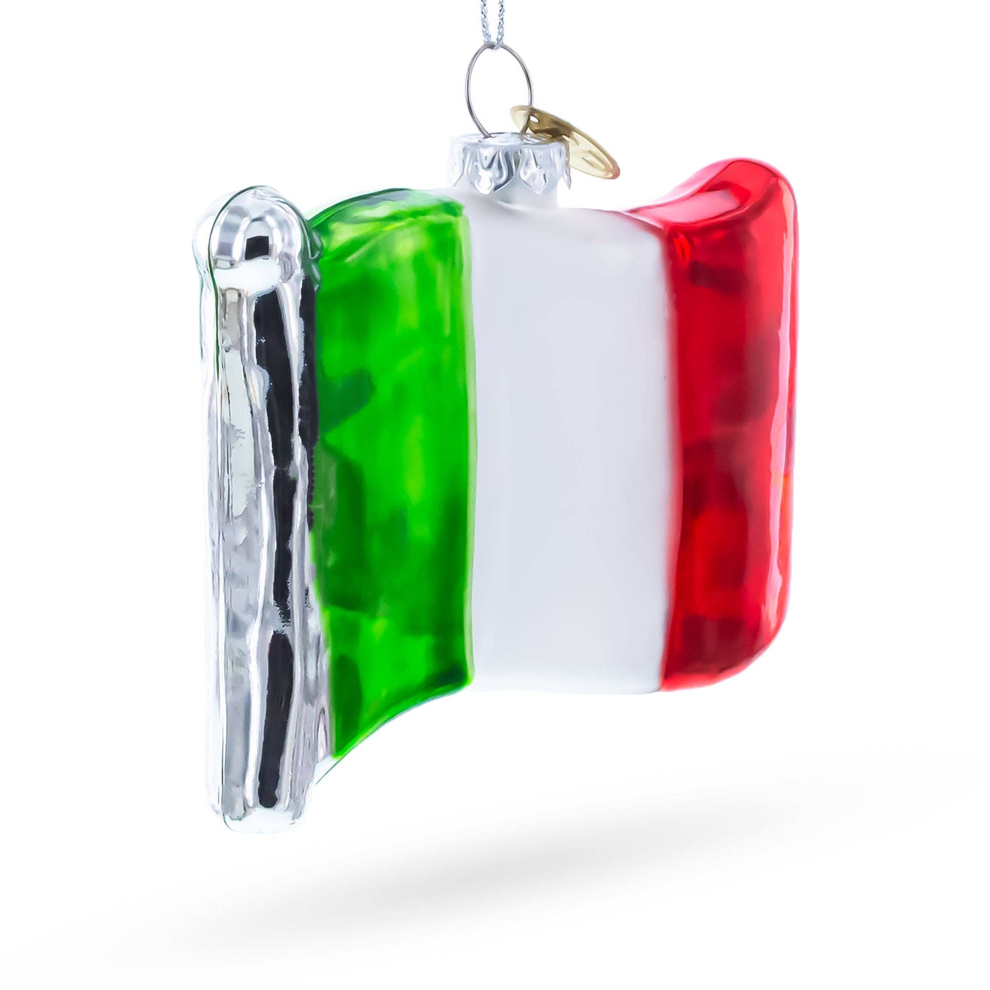 BestPysanky - Wholesale Ornament - Waving Flag of Italy Glass Christmas Ornament1