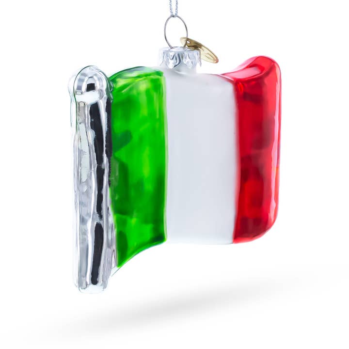 BestPysanky - Wholesale Ornament - Waving Flag of Italy Glass Christmas Ornament1