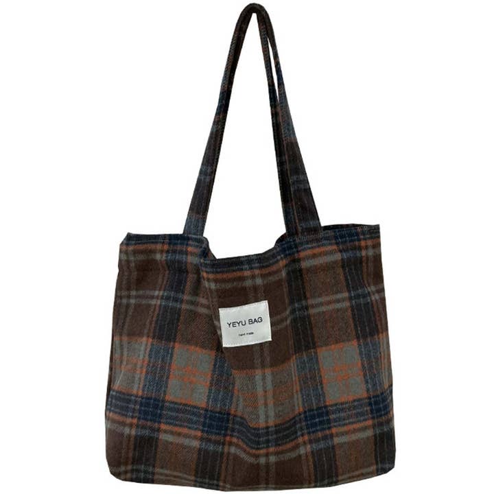 Sweetkama - Wholesale Tote bag – Women's - Ladies Vintage Plaid Shoulder Tote Bag