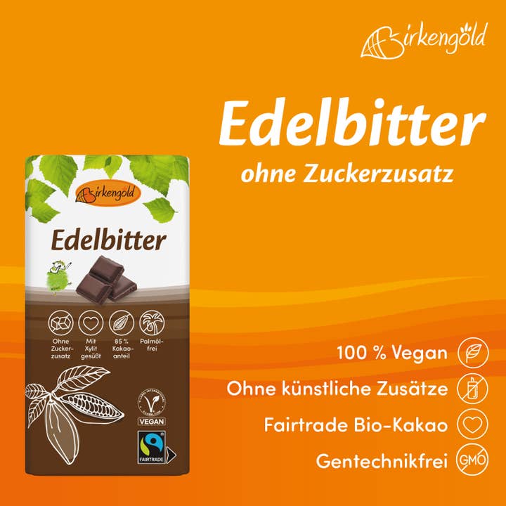 Birkengold - Vendita all'ingrosso Cioccolato - Cioccolato fondente Birkengold con xilitolo
