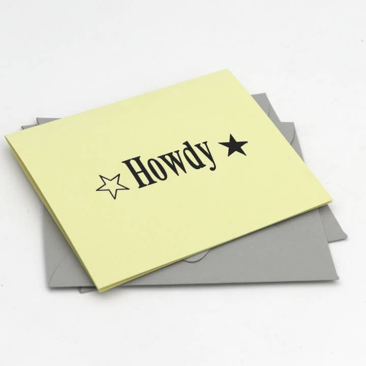 Howdy With Stars Letterpress Greeting for wholesale by Reflex Letterpress