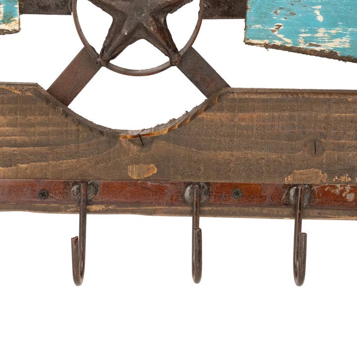 My Amigos Imports - Wholesale Wall Accent - Star Hat Rack-Western-Rustic-Coat-Wall Decor-20x16x3 inches