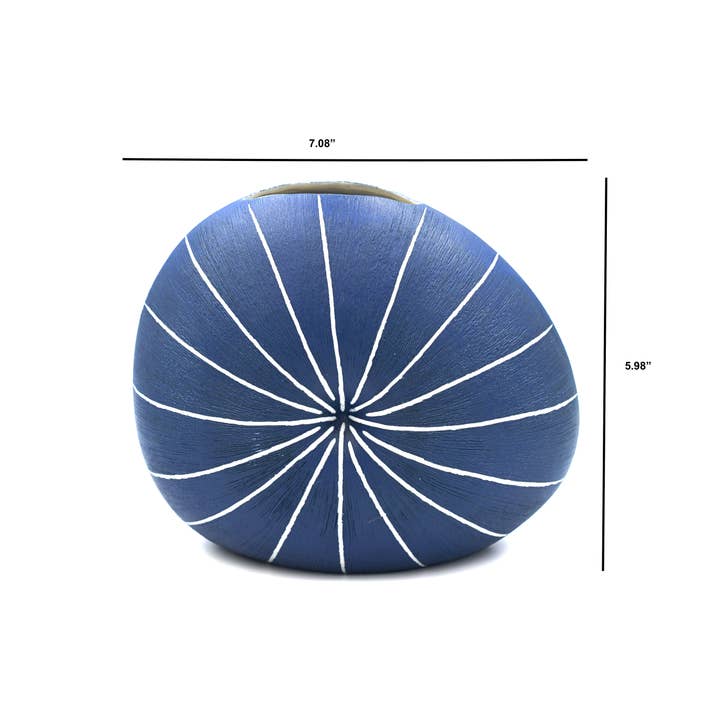 Art Floral Trading LLC - Vendita all'ingrosso Vasi - Diva Round Mini L - Blu 17 Vaso per Boccioli in Porcellana Fatto a Mano