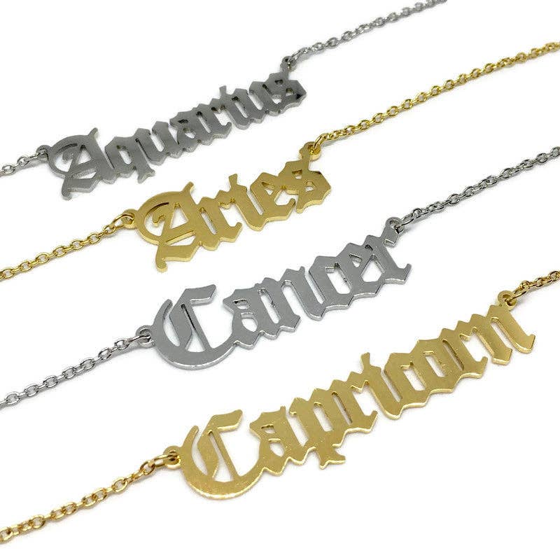 Gifts From The Crypt - Vente Colliers à pendentif - Collier Signe du Zodiaque Ancien Anglais Horoscope Gothique Astrologie4