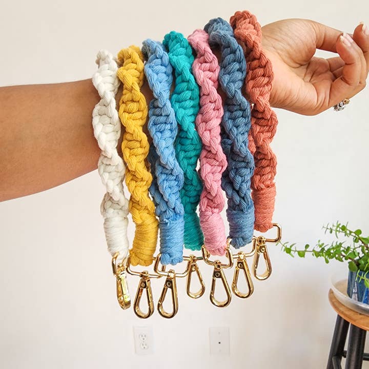 Macrame Twisted Cotton Wristlet for Keys & Wallets for wholesale by Handmade By Uruba