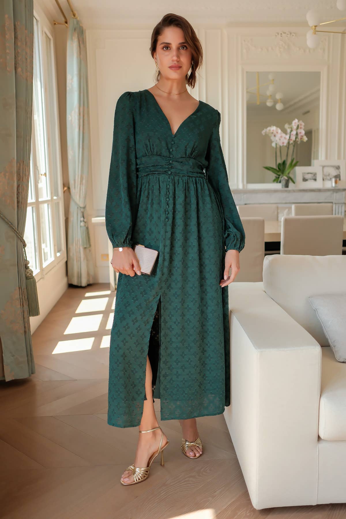 LOVIE & CO - Wholesale Dress - Women's - Long dress with floral patterns0