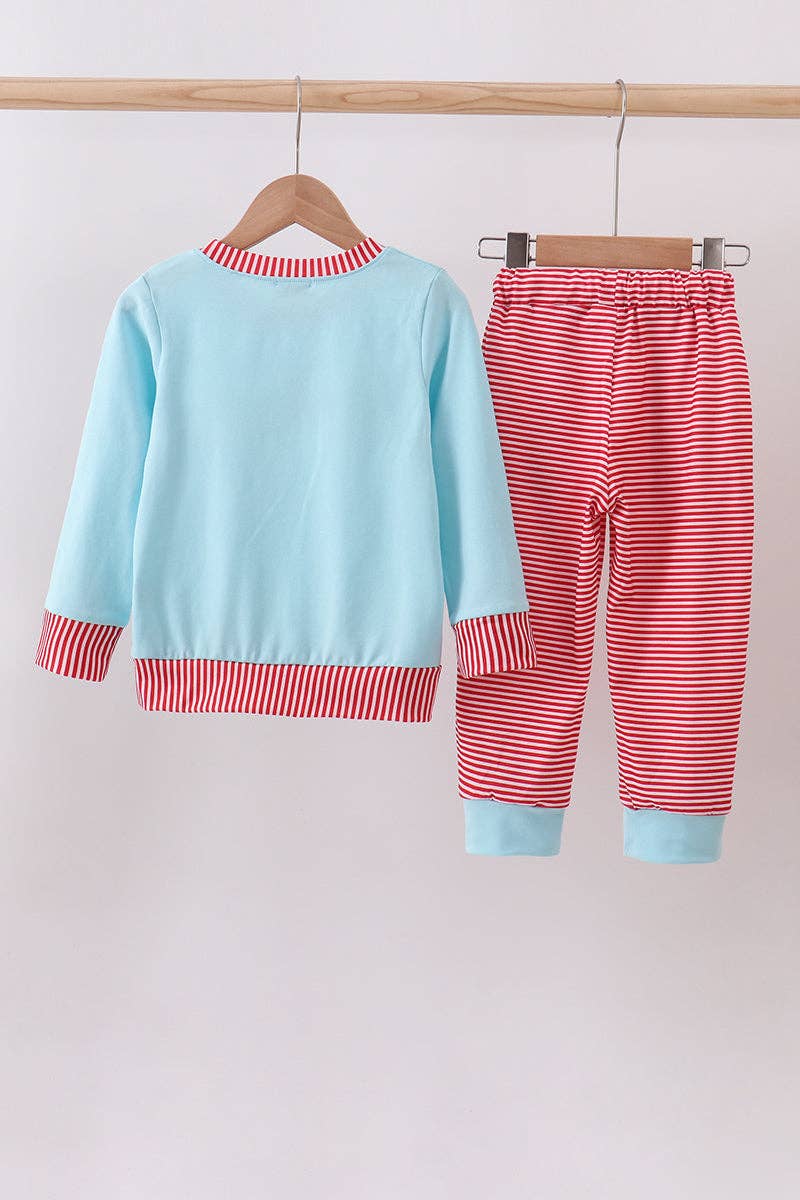 Mom & Co. – wholesale Top & trouser set – Kids – Blue vehicle emboridery pants set3