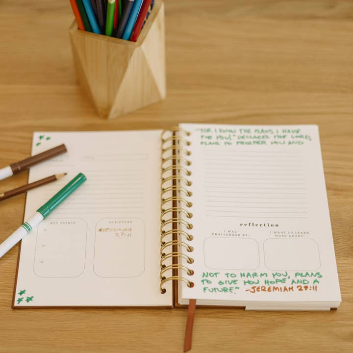 Steadfast and Sustained - Wholesale Journal/Diary - Church Notes Journal - Brown Faux Leather2