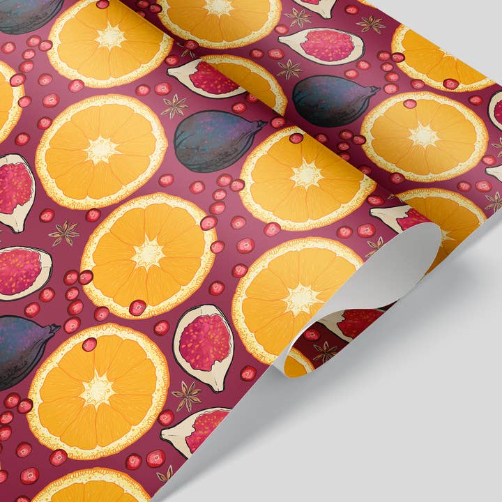Figs / Artisanal Holiday Wrapping Paper for wholesale by Brianna Reagan Creates