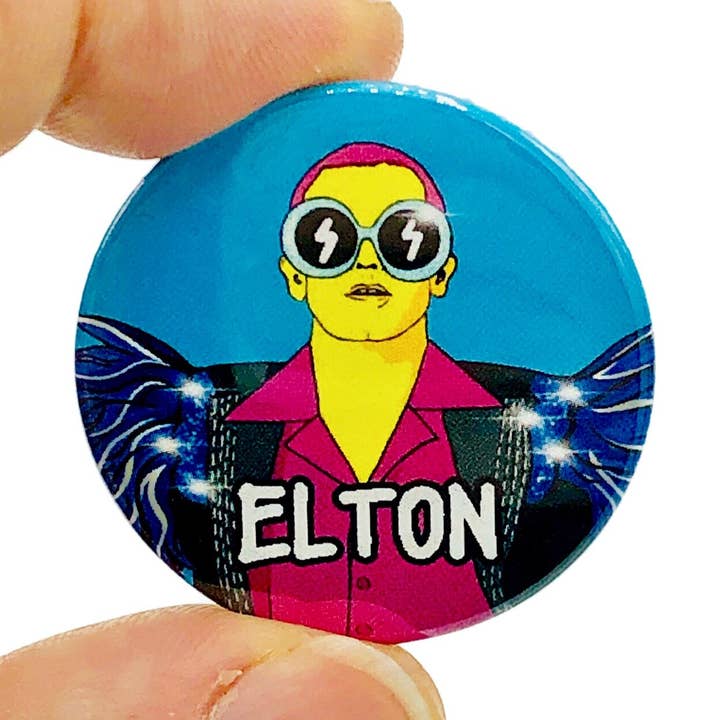 Elton John Button Pin Badge (pack of 3) for wholesale by Bite Your Granny