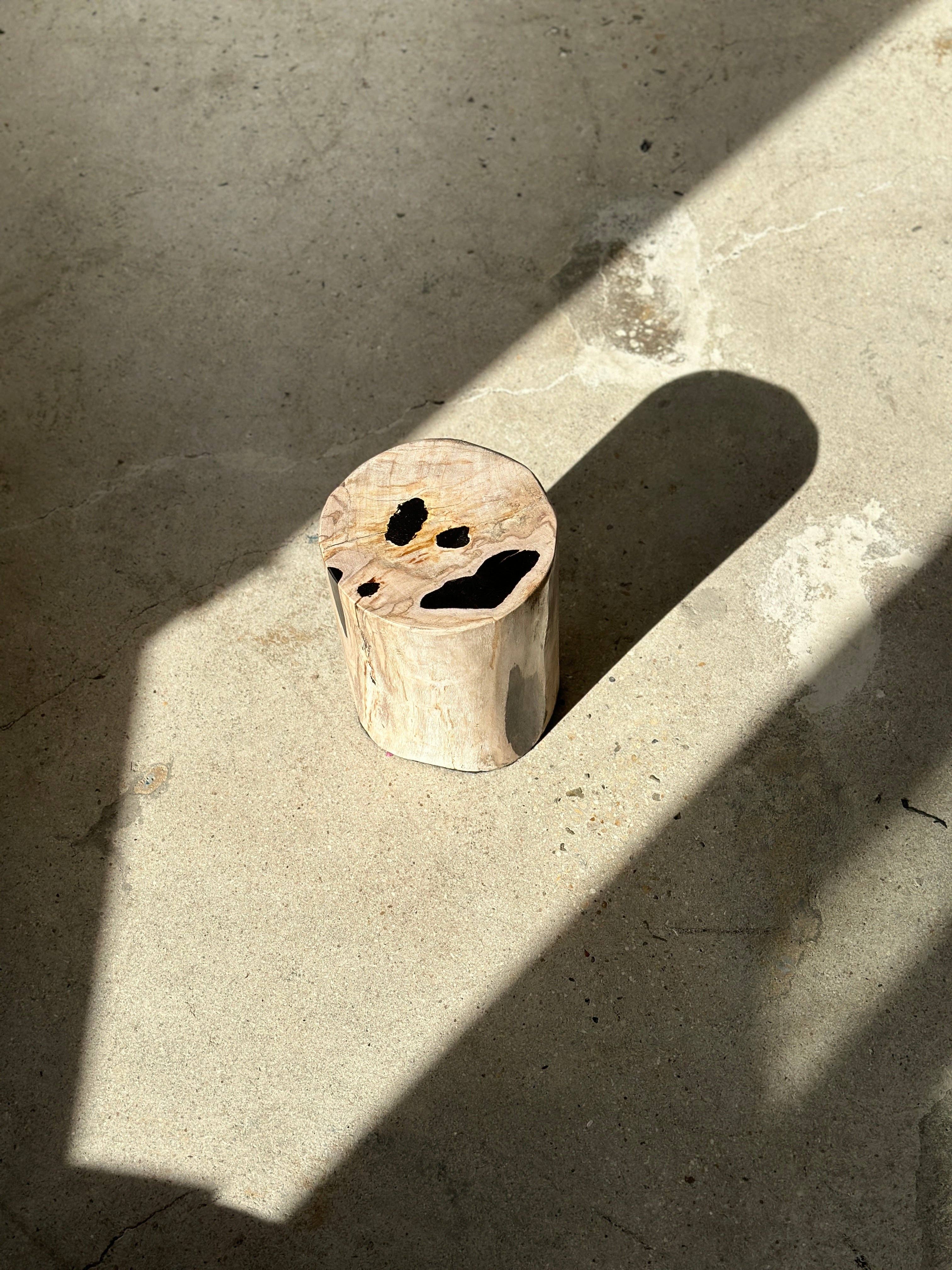 Office Objets - Wholesale Side Table - White petrified wood side table with black spots H:27.5 D:1812