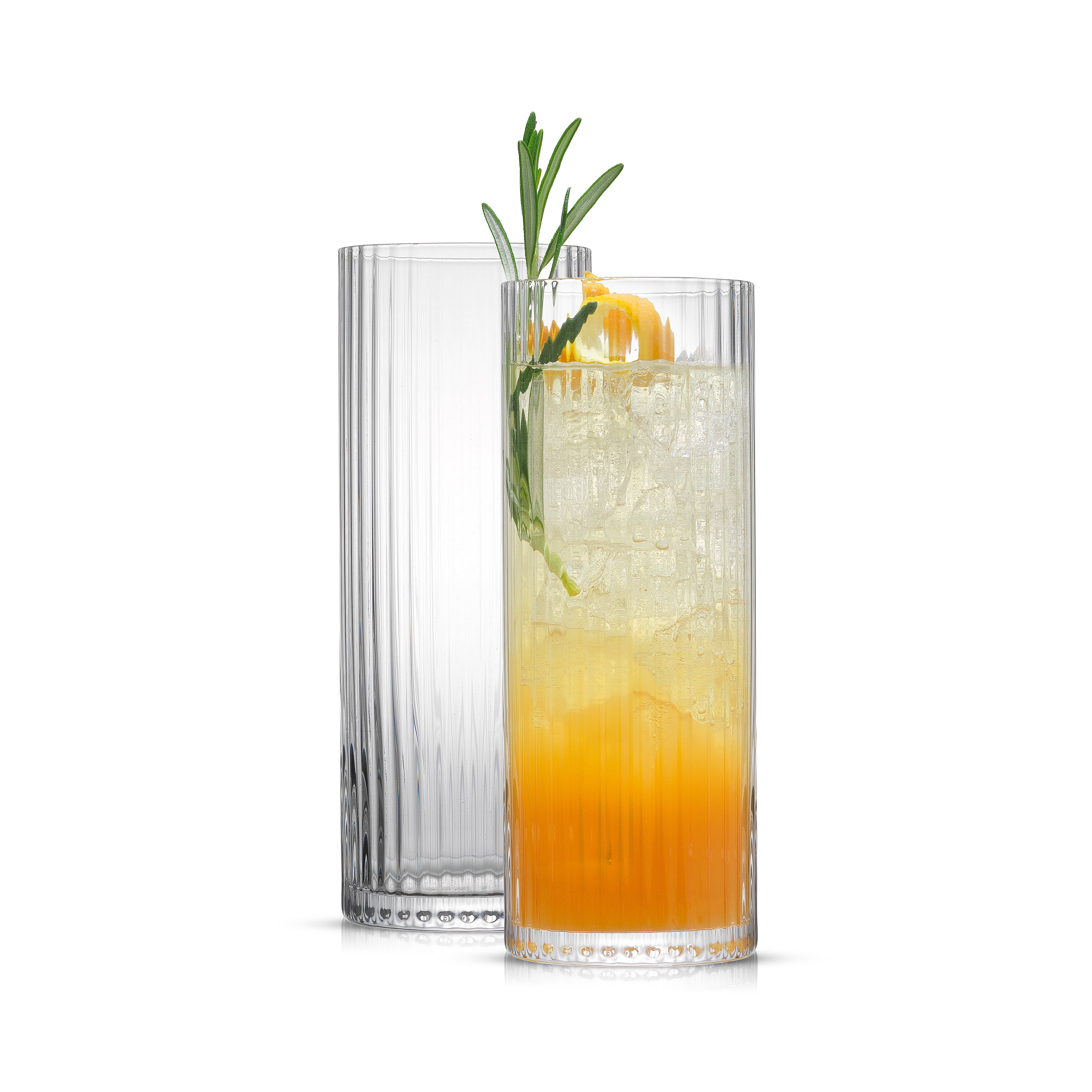 JoyJolt - Wholesale Cocktail/Liquor Glass - JoyJolt Elle Fluted Highball Juice Tumblers Glass - Set of 2
