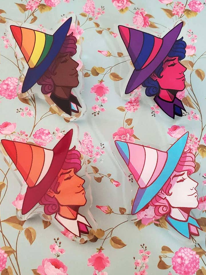Pride Witches - Masc Series - Acrylic Pins for wholesale by Joan of Art