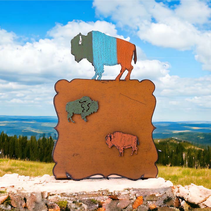 Whimsies - Vendita all'ingrosso Cornice portafoto - Cornice Bufalo Southwestern Desert Western Rodeo Eco1