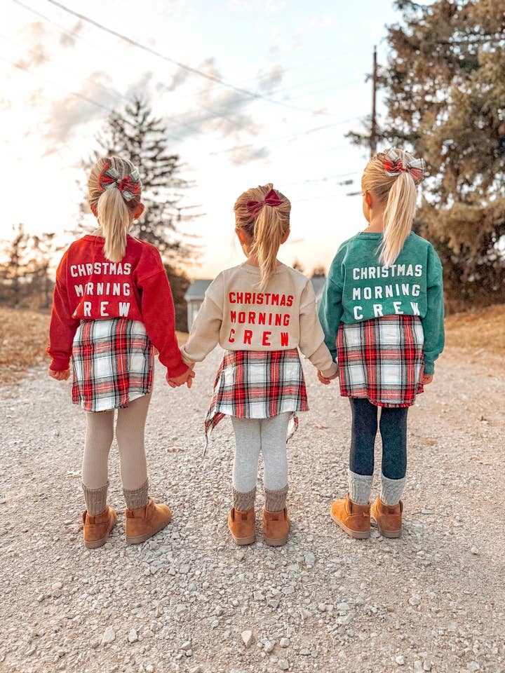 Christmas Morning Crew Child Waffle Sleeve Crewneck - Pine for wholesale on Faire