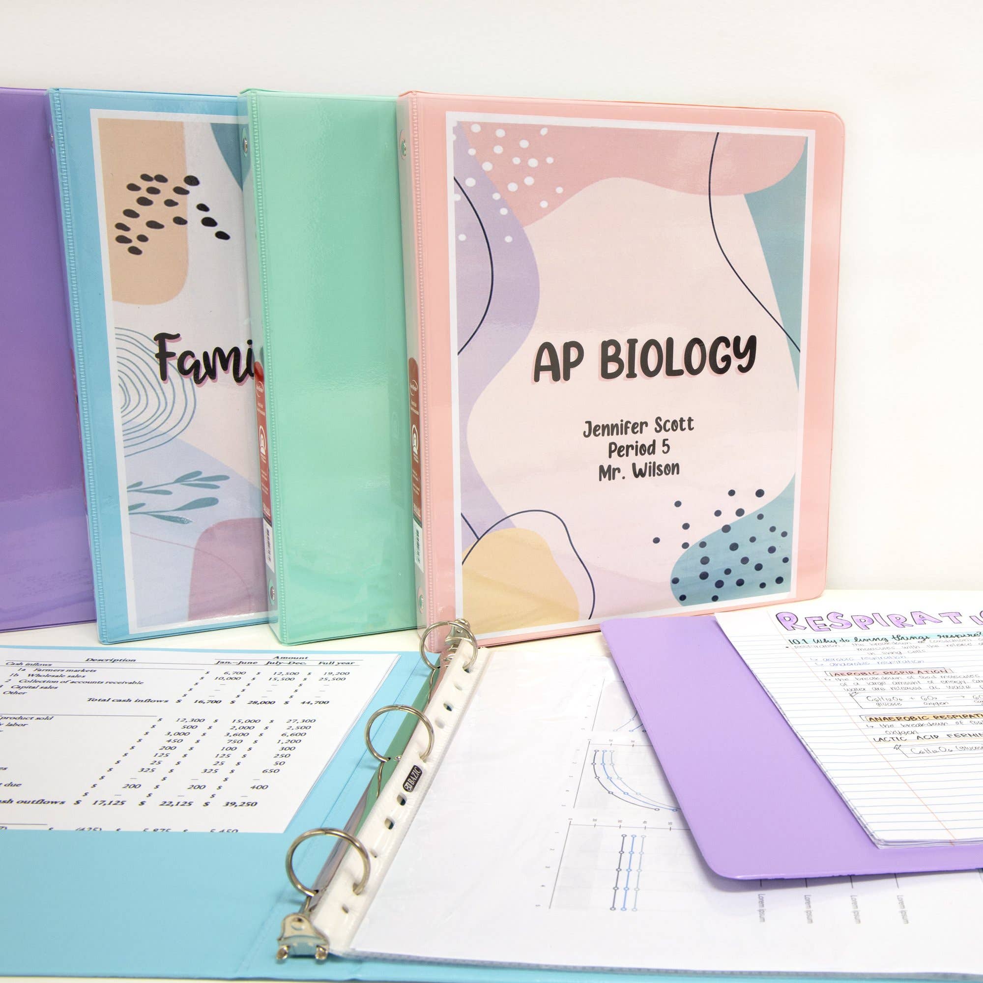 Luna Office Supply -  Everyday Essential - Wholesale Binder - 1" Asst. Pastel Color 3-Ring View Binder w/ 2-Pockets5