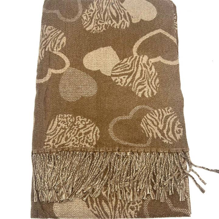 LINETA - Wholesale Scarf - Women's - HH-356 Reversible heart pattern scarf3