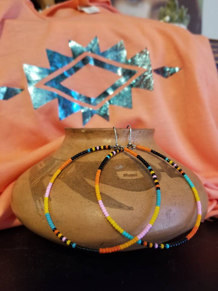 “Peachy Patchwork” Hoops for wholesale by Sassy Sioux Design LLC