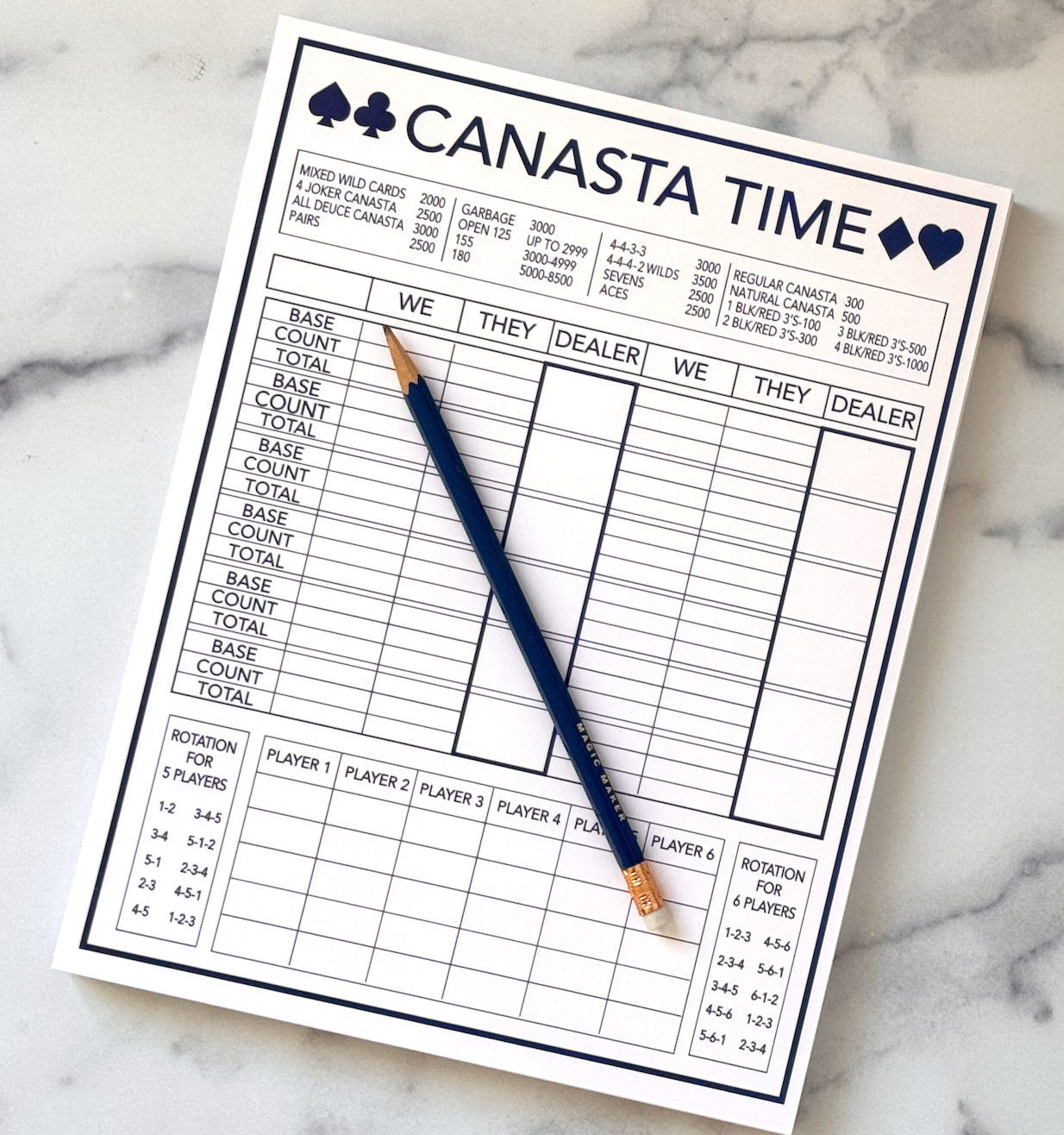 Lined Design - Wholesale Notepad - Canasta Time Score Pad2