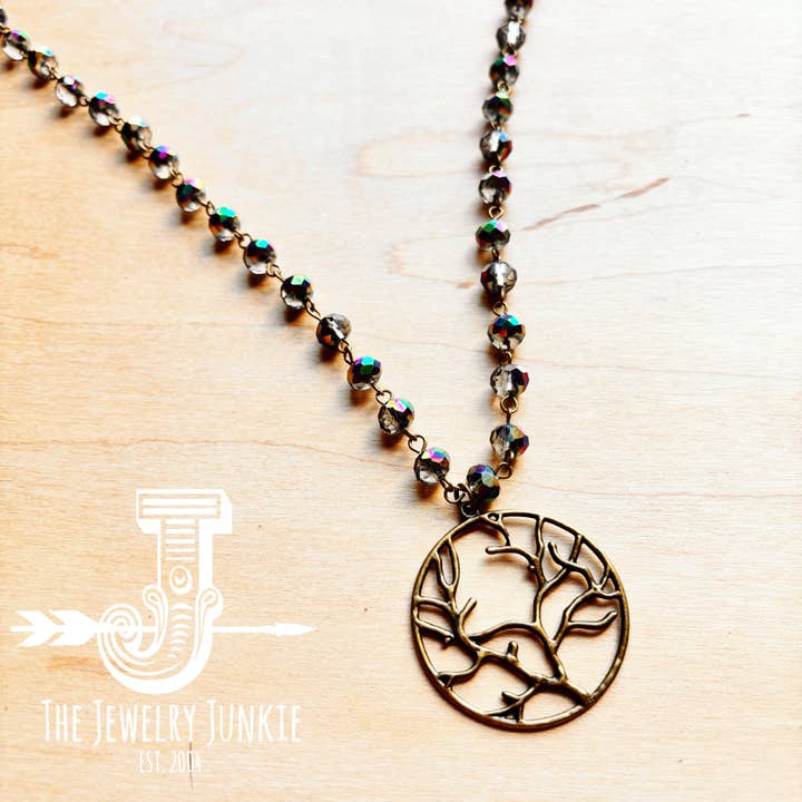 Indigo **Indigo Faceted Beaded Necklace w/ Tree of Life 257k for wholesale on Faire