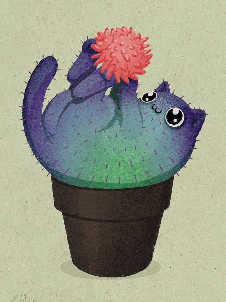 Impression artistique Coral Prickly Purr Cactus | cactus | plantes succulentes pour la vente par Elissa Marie Creative