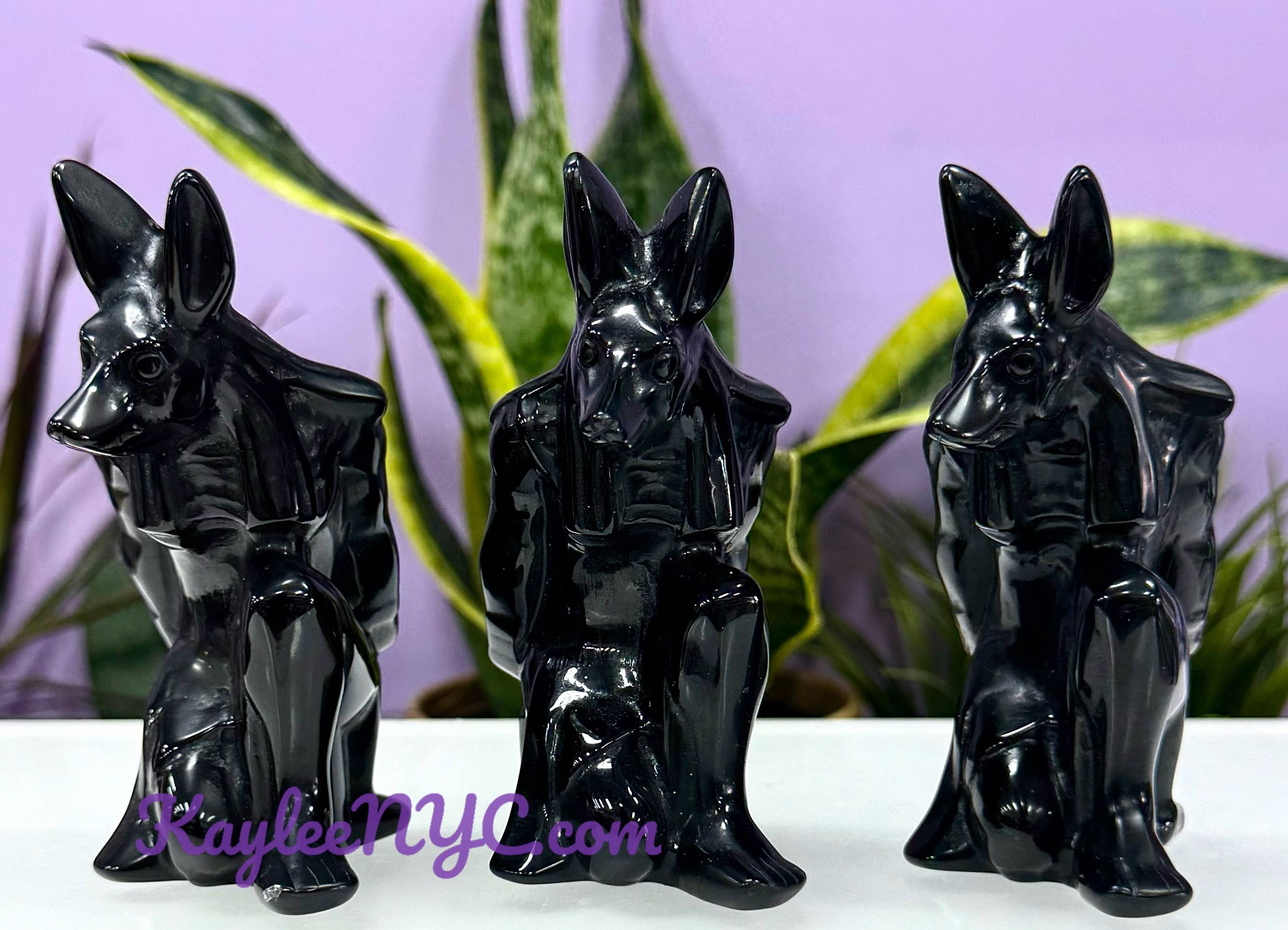 KayleeNYC - Wholesale Spiritual Stone/Crystal - 10cm Natural Black Obsidian Anubis Crystals Healing
