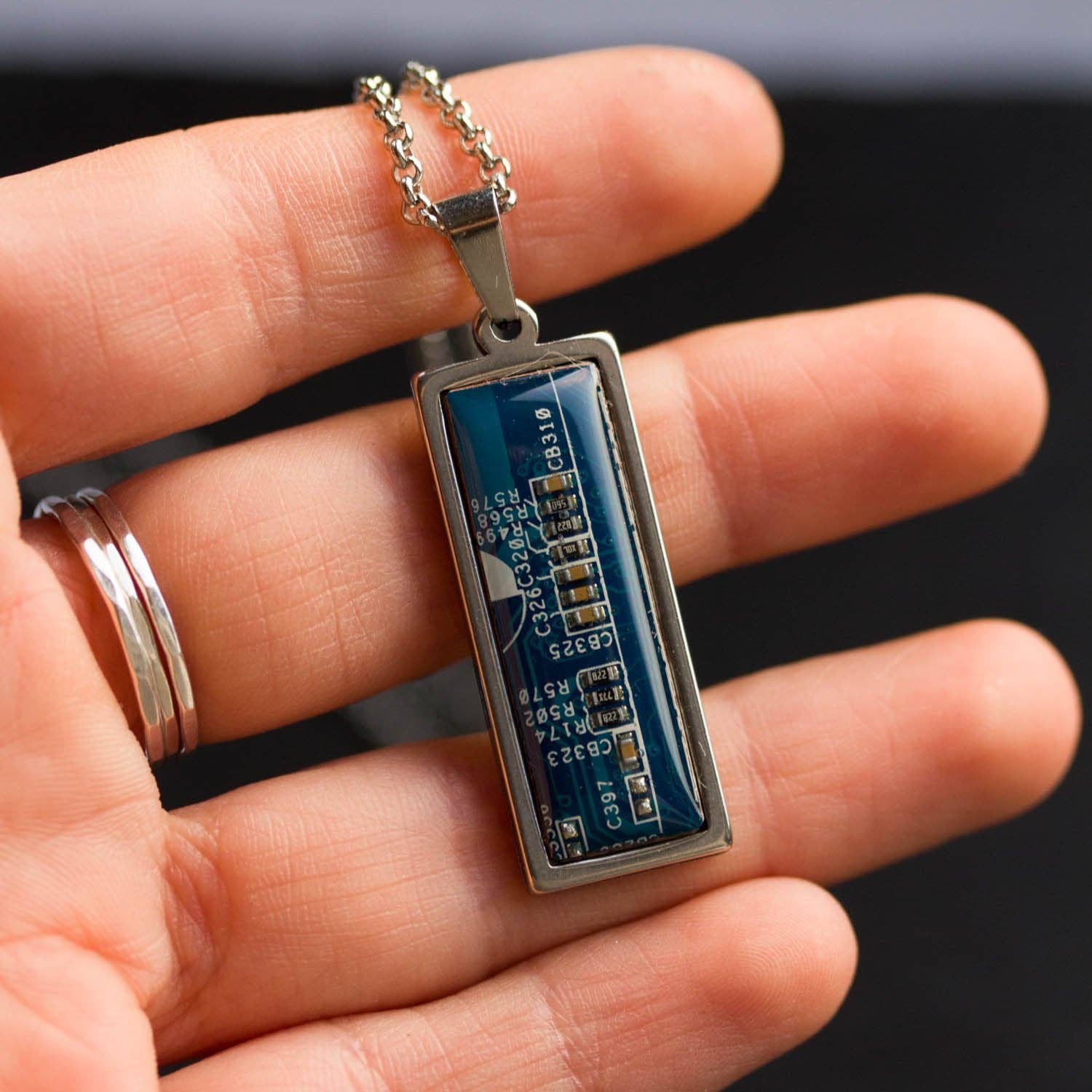 Pavlysh s.r.o. - Wholesale Pendant/Charm Necklace - Circuit board necklace, small rectangle3