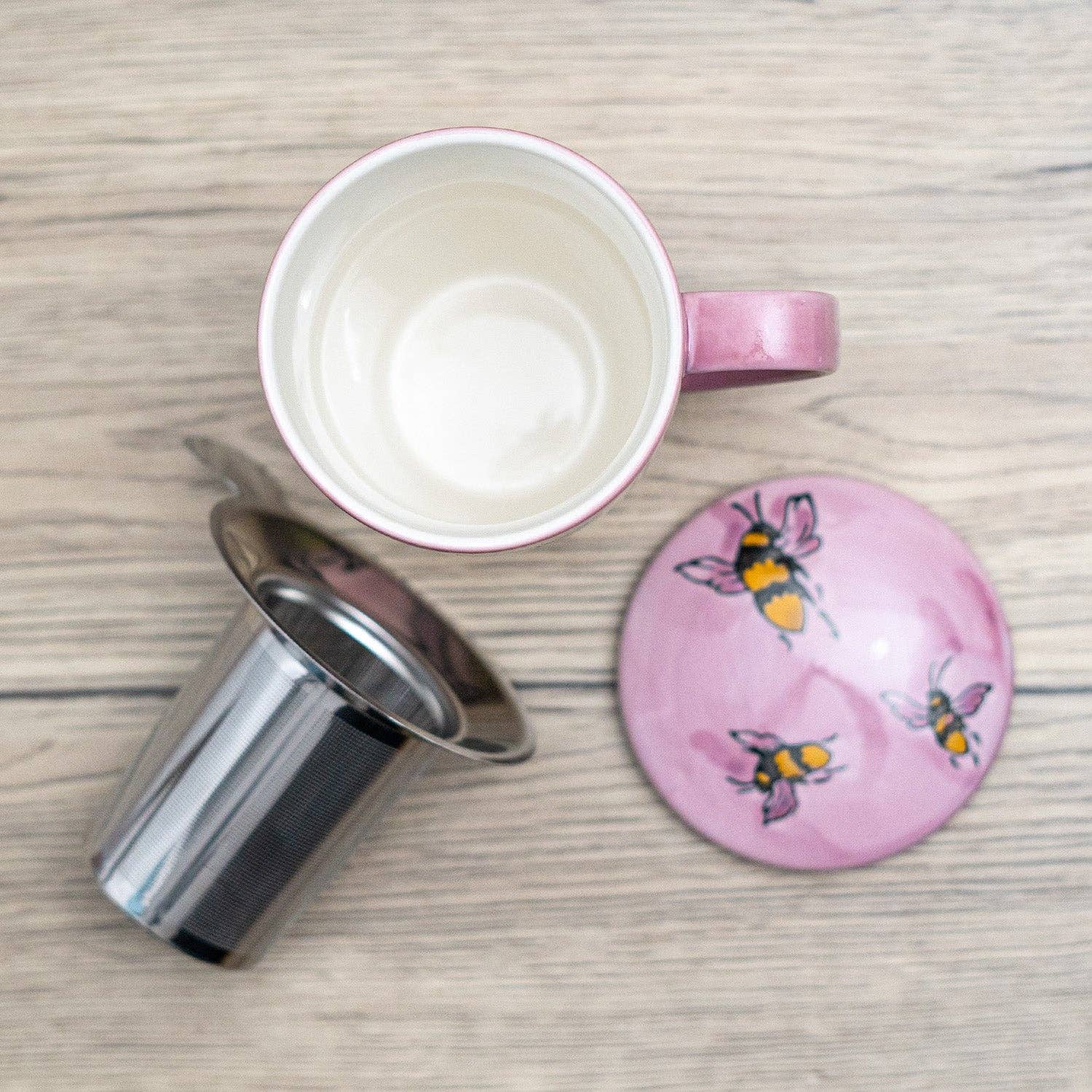 Urban Tokyo - Venta al por mayor Taza - Tazas de té de 15oz con diseño de abeja de primavera con tapa e infusor para té de hojas sueltas (4/32)3