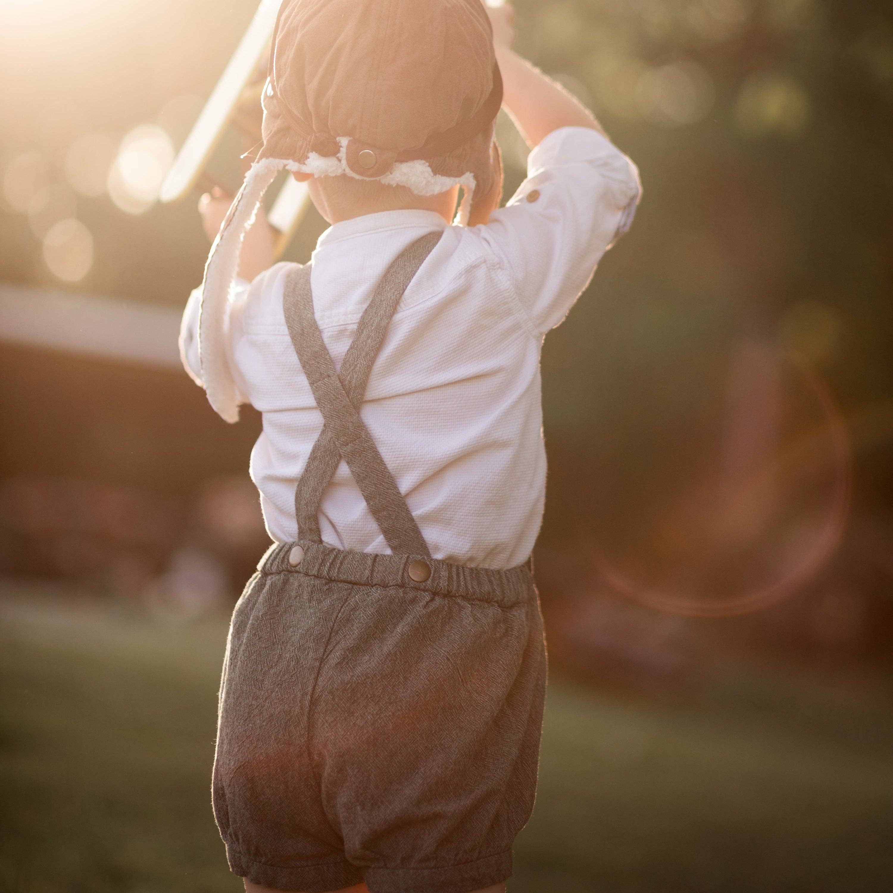 Lillies Dream - Wholesale Shorts - Kids - Chambray Blue Suspender Shorts5