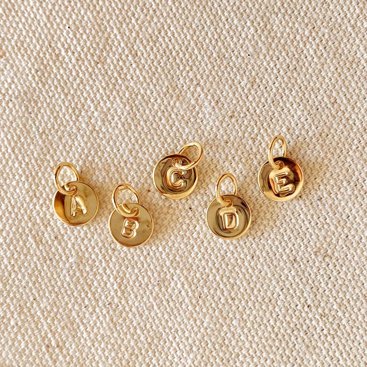 GoldFi - Wholesale Individual Charm/Pendant - Stamped Tiny Initial Letter Charm in 18k Gold Filled Complete Alphabet