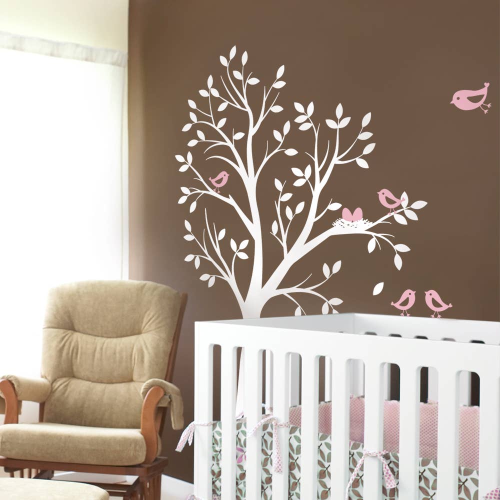 Simple Shapes - Wholesale Wall Decal/Stickers - Tree with Birds and Nest Decal1